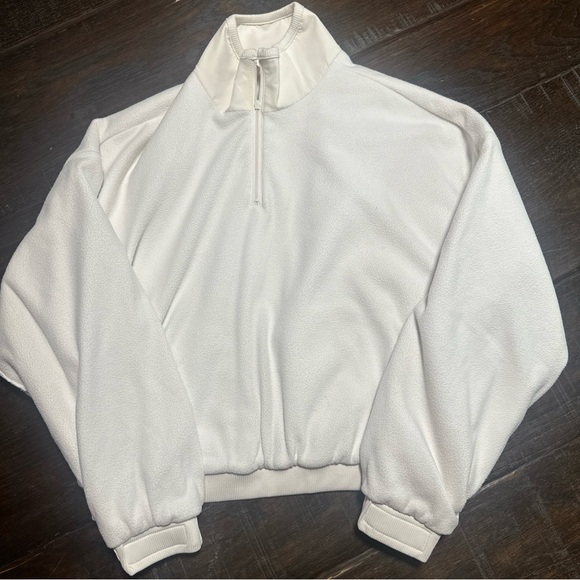 ALO Yoga Elevation Coverup 1/4 Zip Crop Fleece drawcord Hem Ivory No Tag Small? - Picture 8 of 11